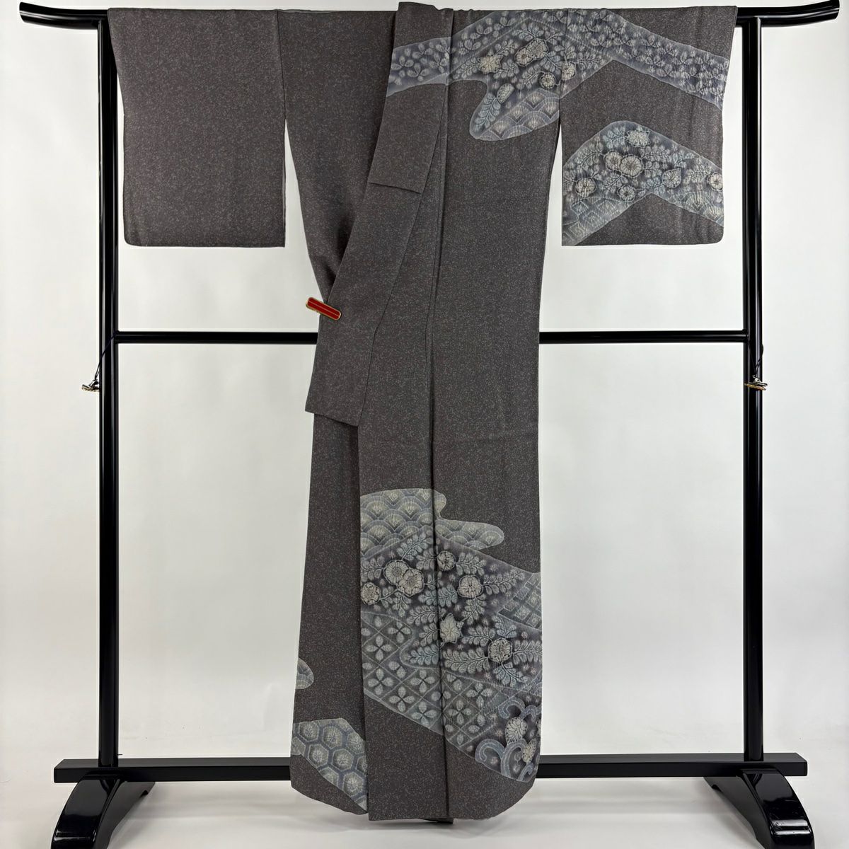 訪問服 身長158.5cm 袖長66cm M 雙層 樋熊哲也 落款あり 辻花染 金銀彩 漸層 灰 純蠶絲 逸品級