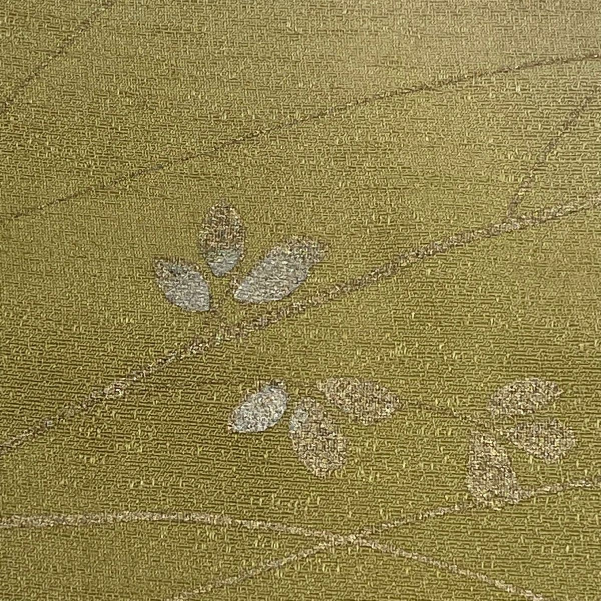 付下 身長157cm 袖長63.5cm S 雙層 枝梅花 菊花 刺繡 金銀彩 黃土 純蠶絲 秀品級
