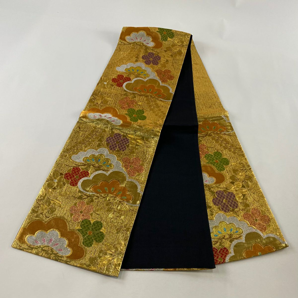 袋帶 秀品級 松樹 梅花 金絲 金金箔 金色 六通 純蠶絲