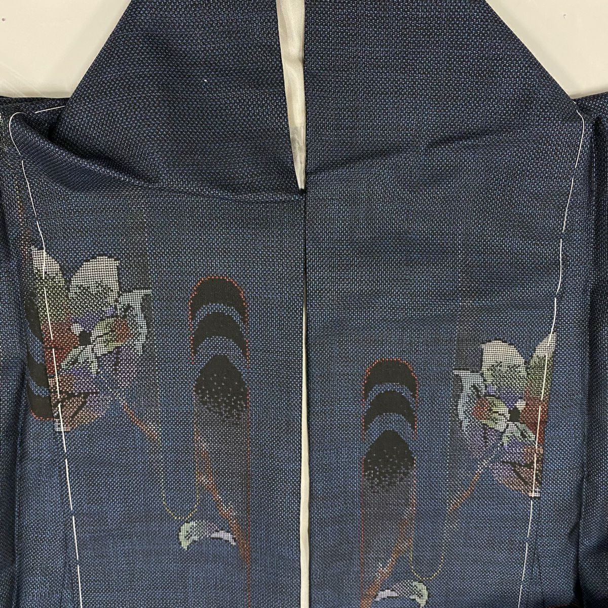 【美品】 紬織 身長164cm 袖長64.5cm M 雙層 草花紋紋 壺垂 純蠶絲 秀品級