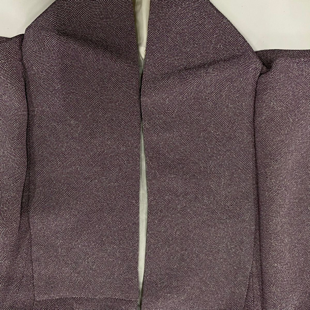 【美品】 江戶小紋 身長151cm 袖長61cm S 雙層 鮫 紫 純蠶絲 名品級