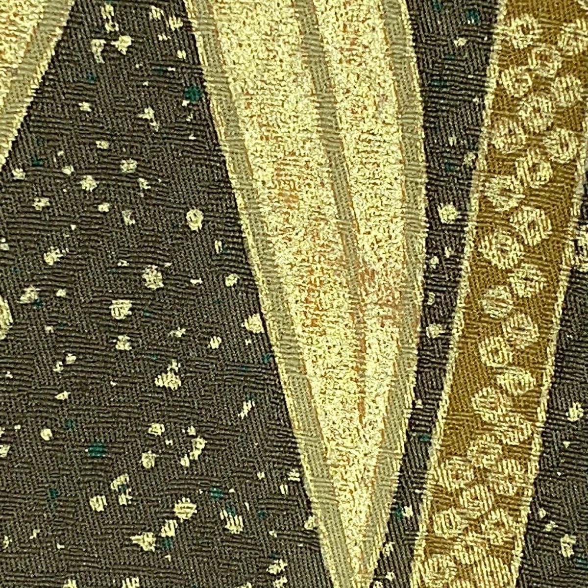 振袖禮服 身長154.5cm 袖長67cm M 雙層 蝶 華紋 金絲 金銀彩 灰茶 純蠶絲 秀品級