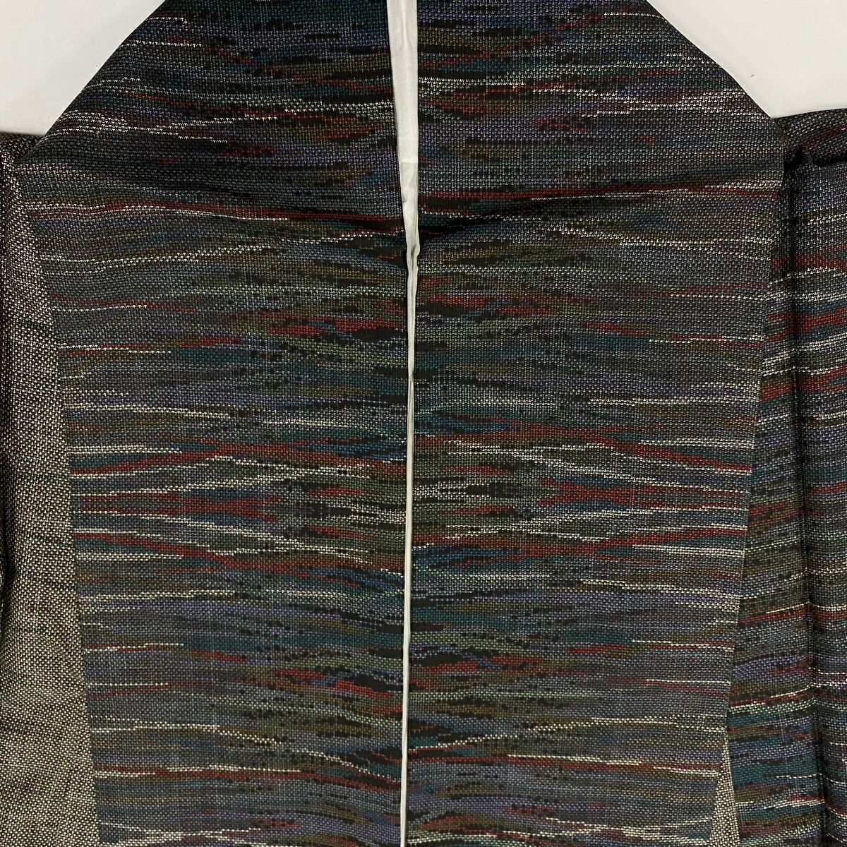 【美品】 紬織 身長158cm 袖長66cm M 雙層 幾何學 焦茶 純蠶絲 名品級
