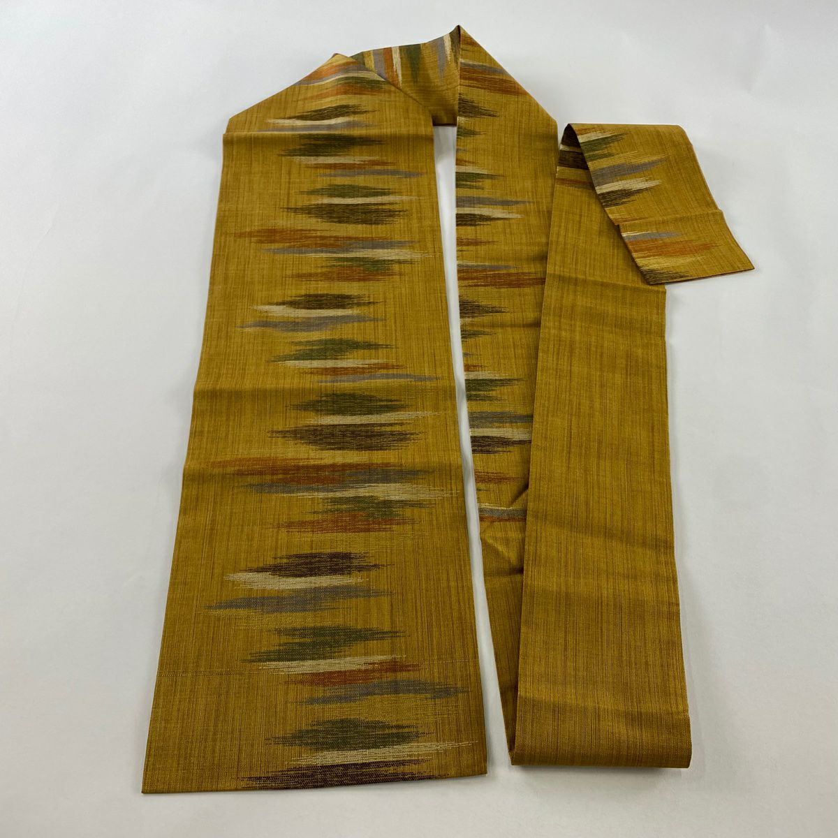 【美品】 名古屋帶 秀品級 霞 金通 山吹茶 純蠶絲