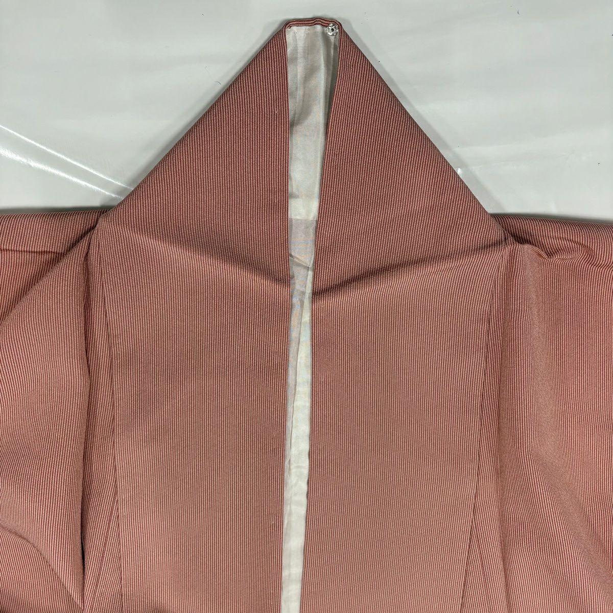 【美品】 江戶小紋 身長154cm 袖長61.5cm S 雙層 萬筋 茜 純蠶絲 秀品級