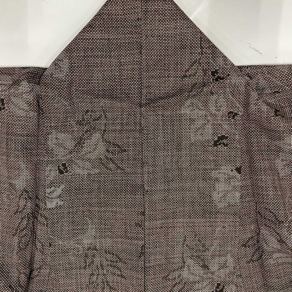 【美品】 紬織織 身長151.5cm 袖長62cm S 雙層 草花紋紋 焦茶 純蠶絲 名品級