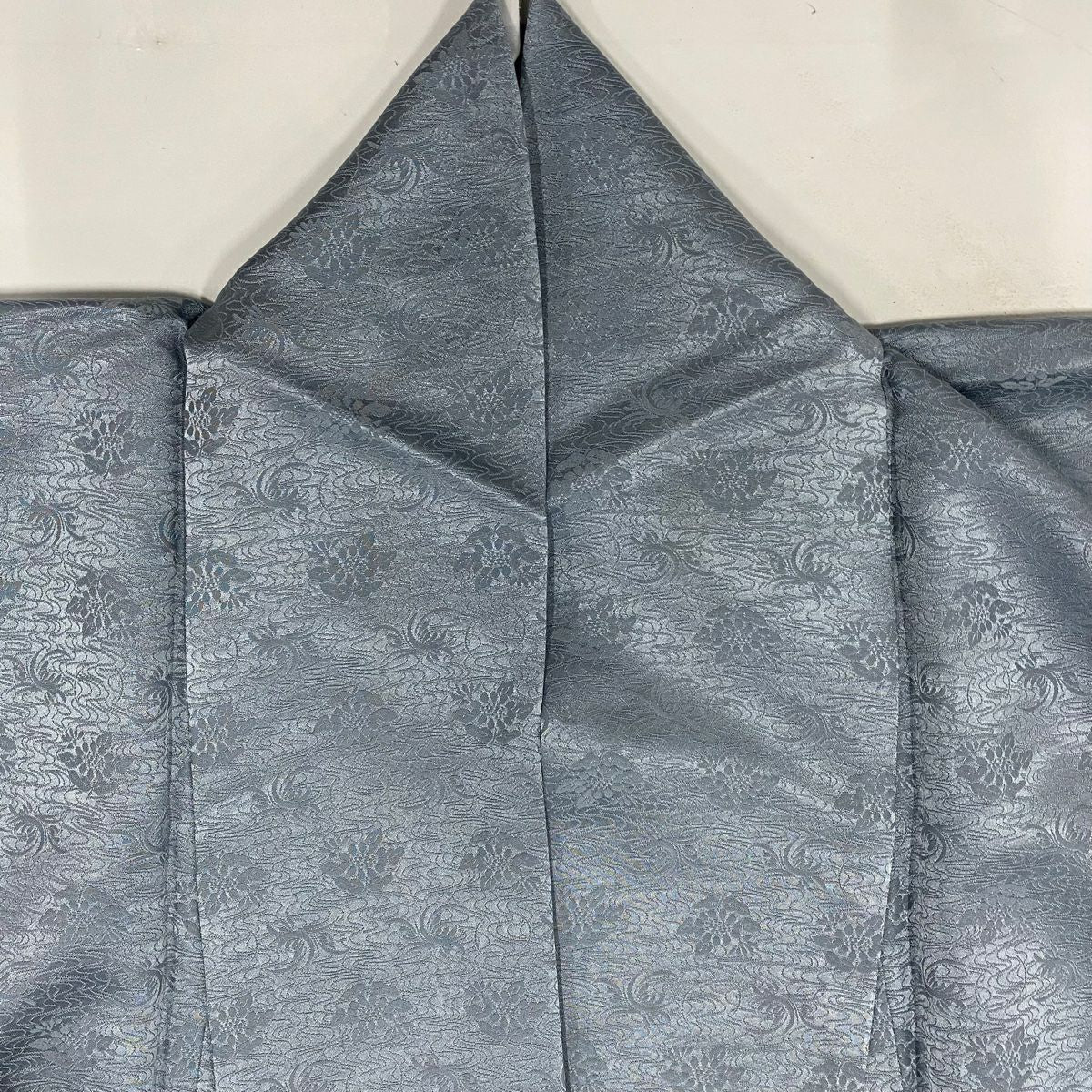 付下 身長162cm 袖長66cm M 雙層 草花紋紋 流水 絞染 刺繡 青灰 純蠶絲 秀品級