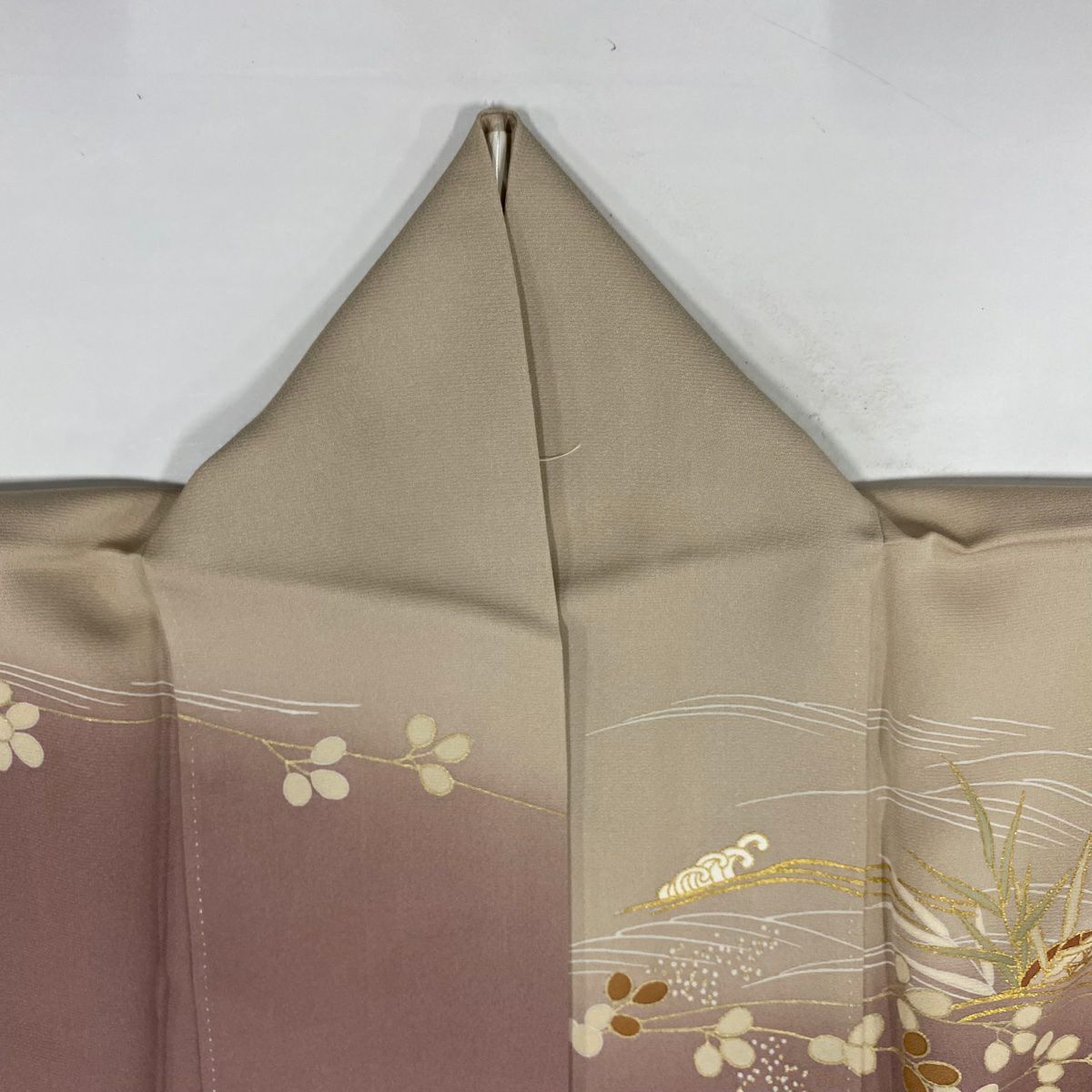 訪問服 身長153.5cm 袖長62.5cm S 雙層 松樹 萩 金絲 金銀彩 淺小豆 純蠶絲 優品級