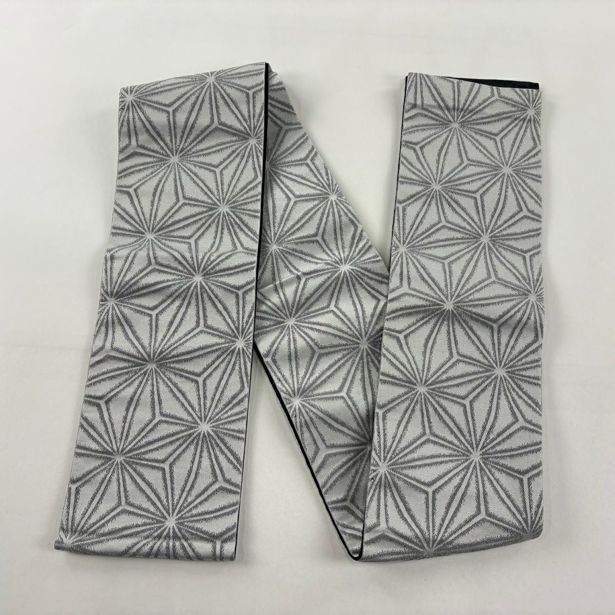【美品】半幅帶 優品級 麻葉 灰白 化纖