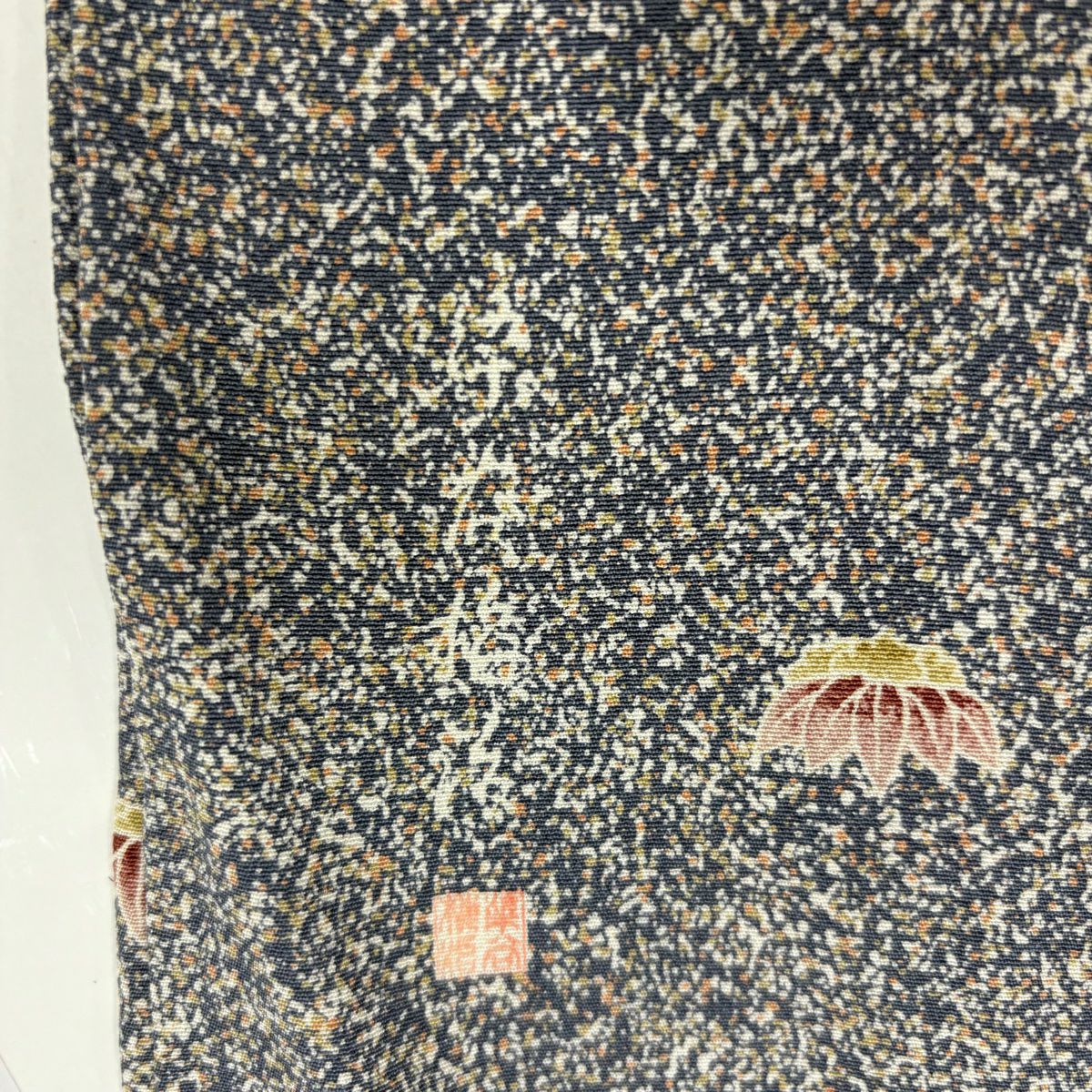 【美品】 小紋 身長158cm 袖長62.5cm S 雙層 落款あり 草花紋紋 灰紫 純蠶絲 名品級