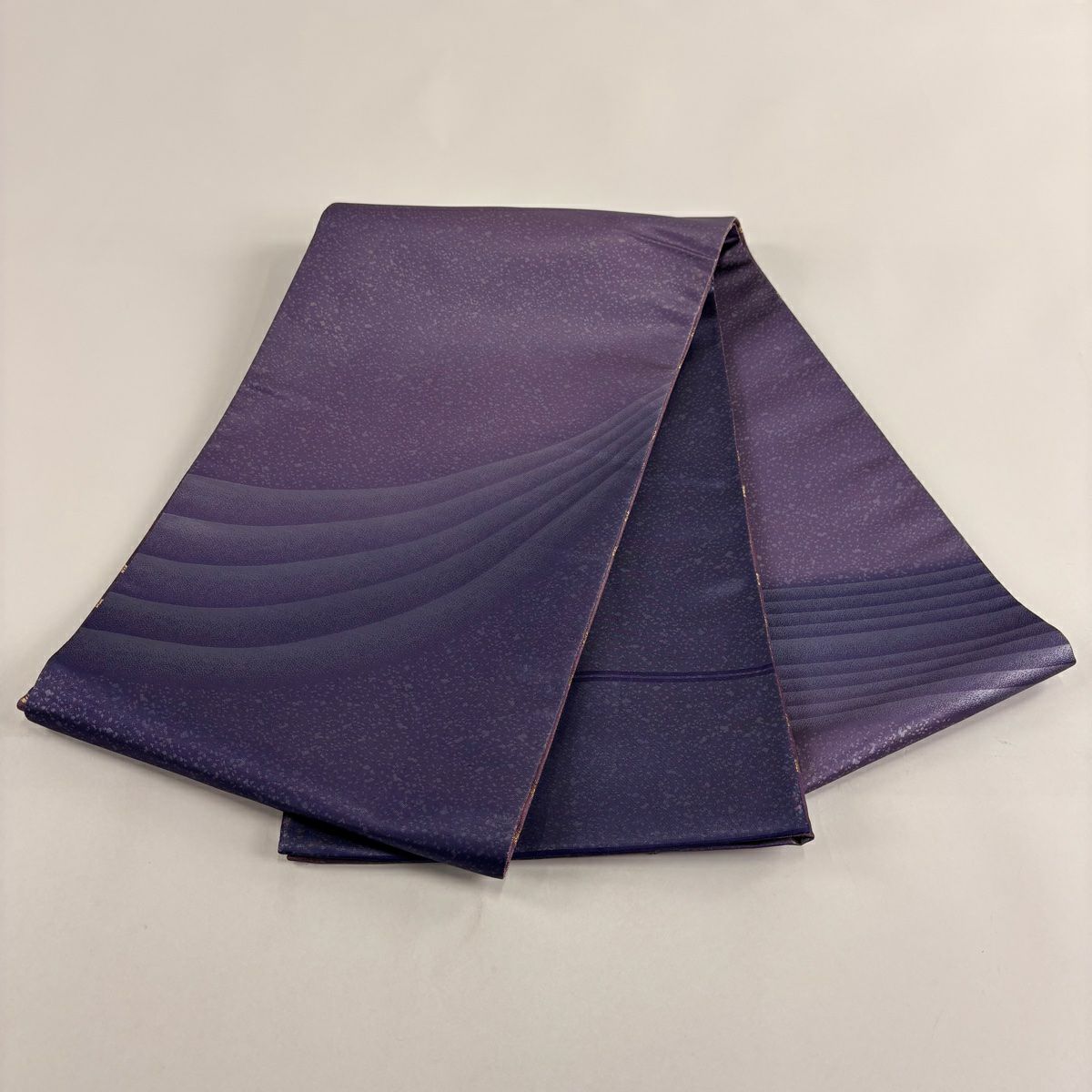 【美品】 袋帶 秀品級 幾何學 金金箔 紫色 大鼓圖案 純蠶絲