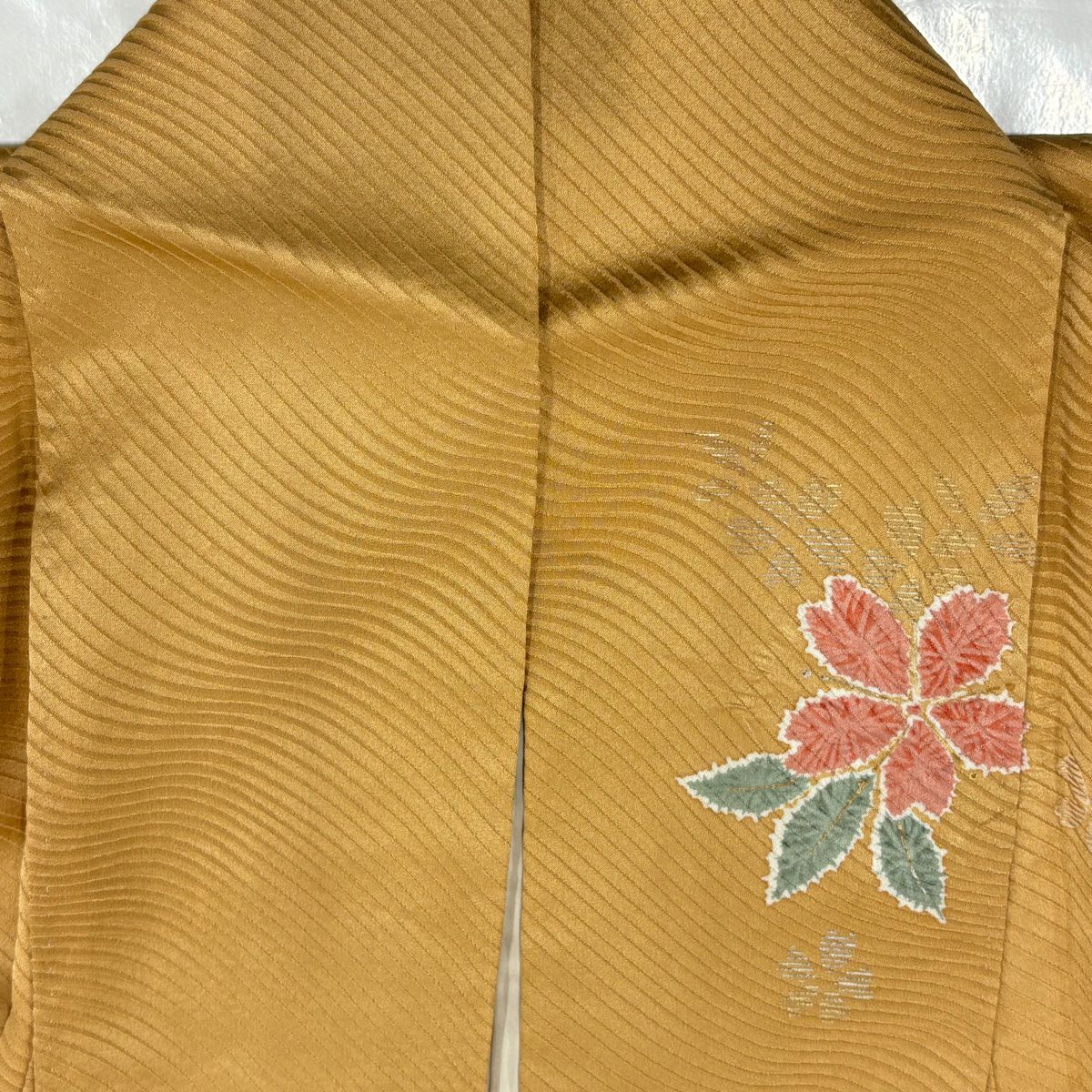 振袖禮服 身長160.5cm 袖長65cm M 雙層 鼓 松樹 絞染 金銀彩 薄茶 純蠶絲 秀品級