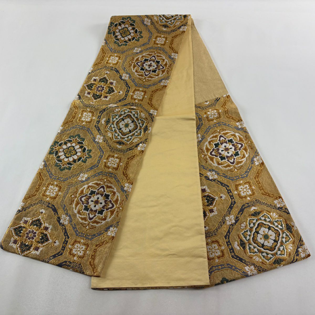 【美品】 袋帶 秀品級 華紋 蜀江華紋 唐織 金絲 金 六通 純蠶絲