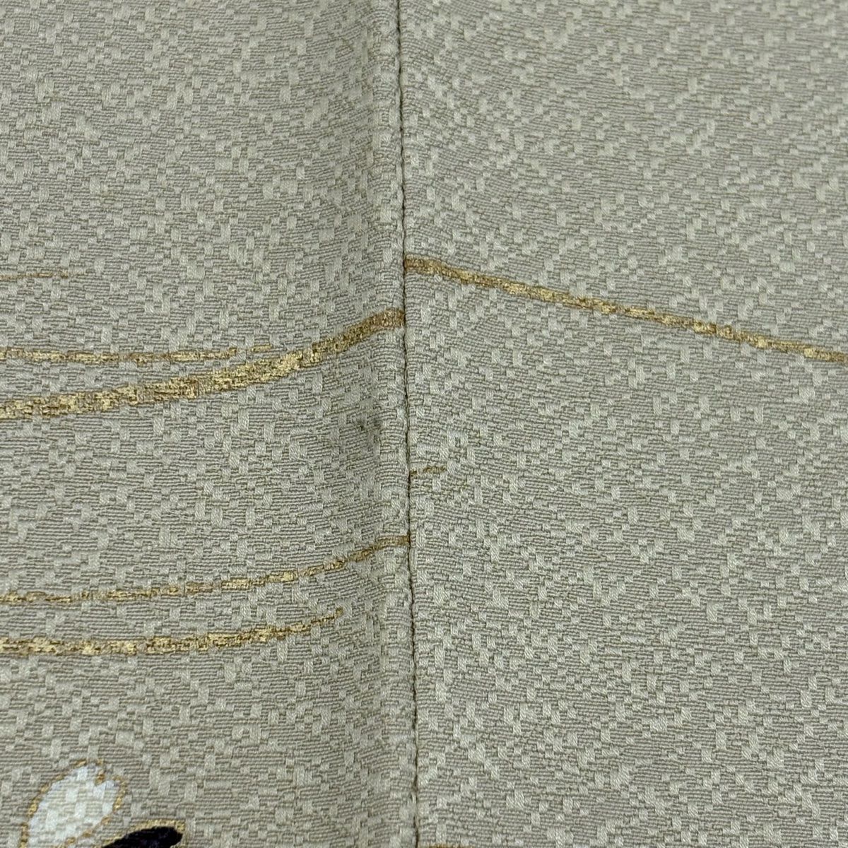 【美品】訪問服 身長157cm 袖長61.5cm S 雙層 花筏 波 金銀彩 漸層 米色 純蠶絲 優品級