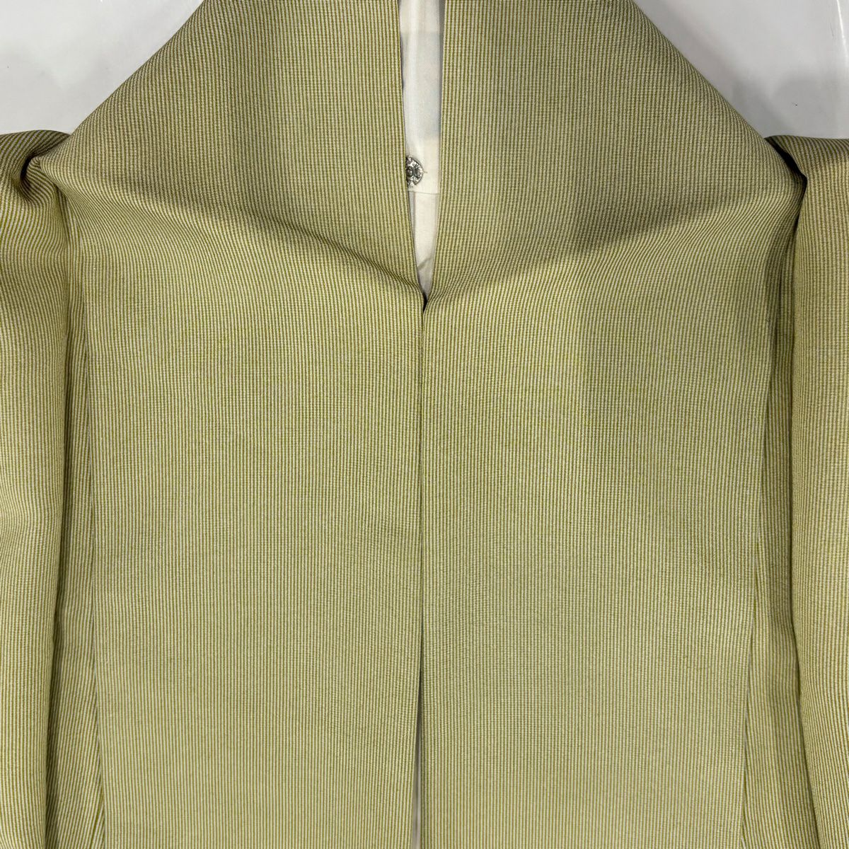 江戶小紋 身長157cm 袖長67.5cm L 雙層 落款あり 萬筋 抹茶 純蠶絲 名品級 一つ紋