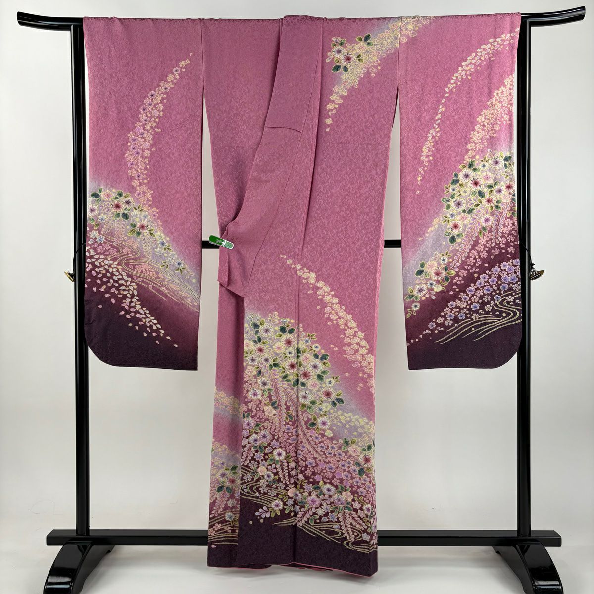 【美品】振袖禮服 身長160cm 袖長67cm M 雙層 大和 辻花染 金通し 粉紅 純蠶絲 逸品級