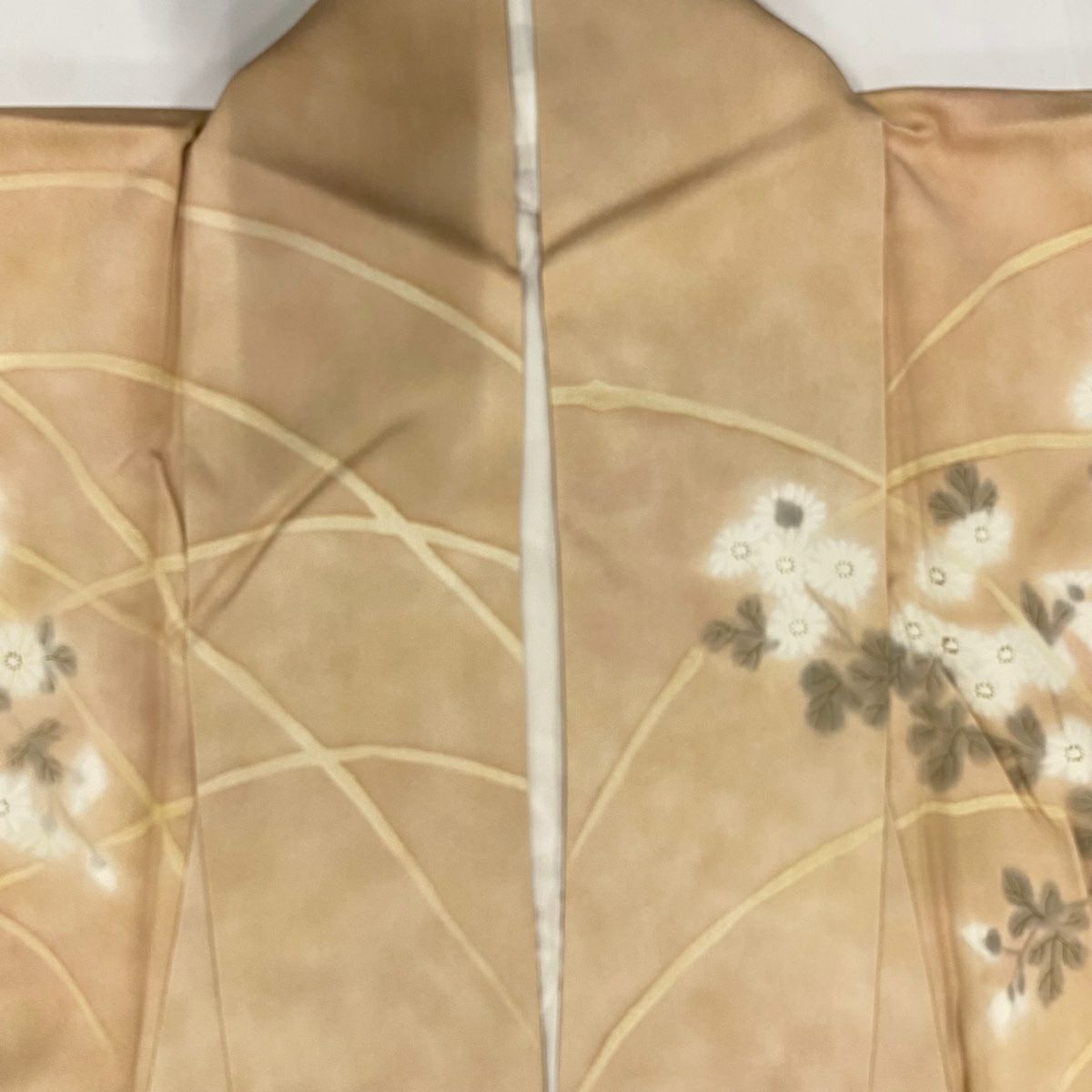 【美品】訪問服 身長161cm 袖長65cm M 雙層 草花紋紋 漸層 薄茶 純蠶絲 優品級