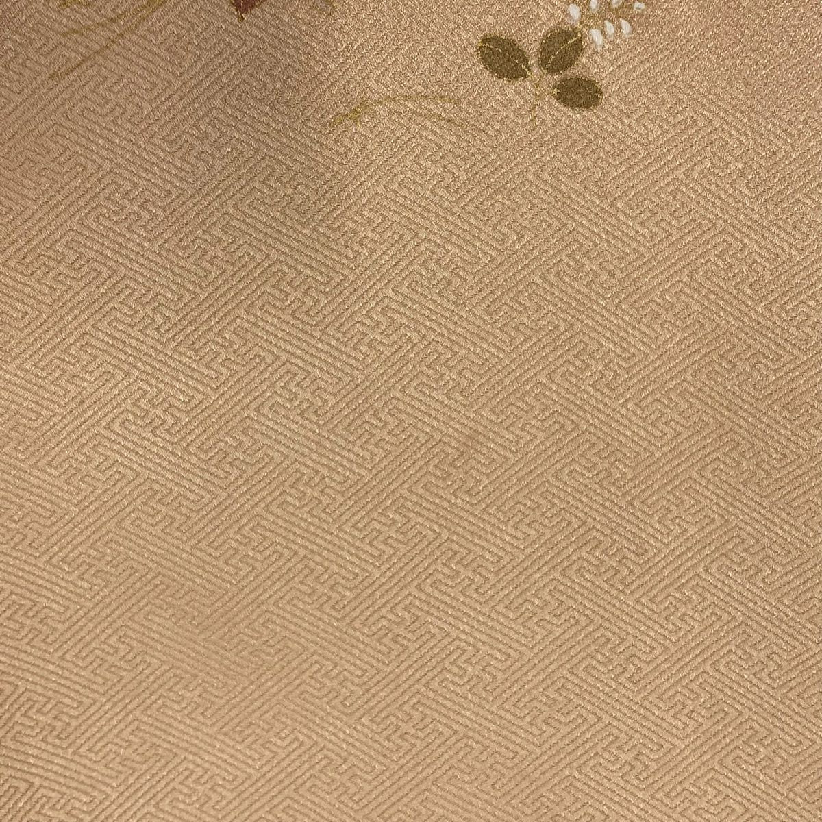 訪問服 身長157cm 袖長62.5cm S 雙層 扇子 草花紋 金絲 金銀彩 米色 純蠶絲 優品級