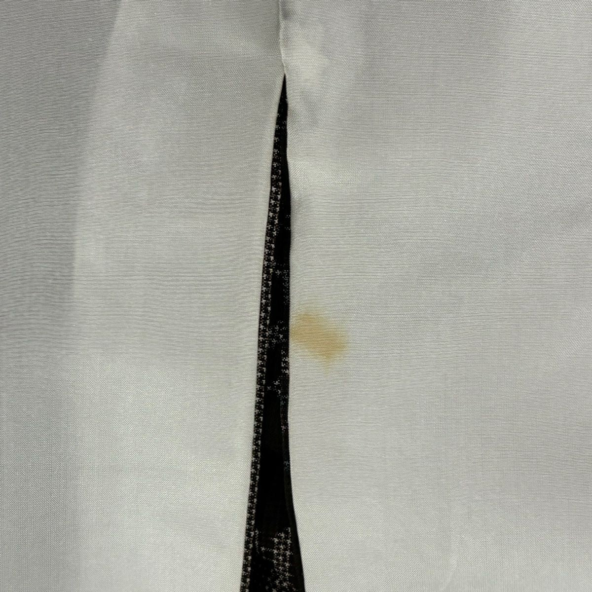 付下 身長153.5cm 袖長64cm M 雙層 花唐草紋 黑灰 純蠶絲 優品級