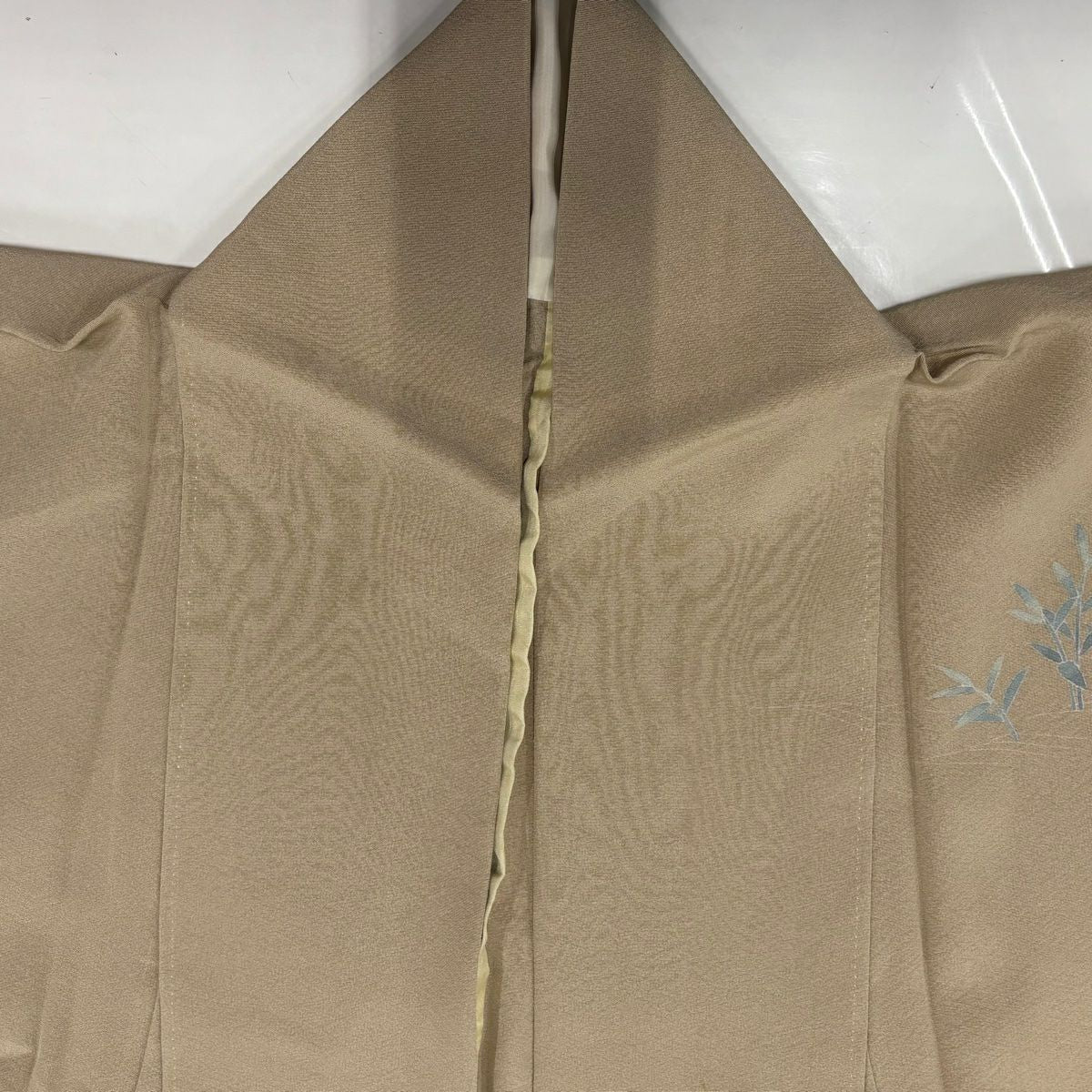 付下 身長154.5cm 袖長64cm M 單層 落款有 風景 家屋 漸層 薄茶 純蠶絲 優品級