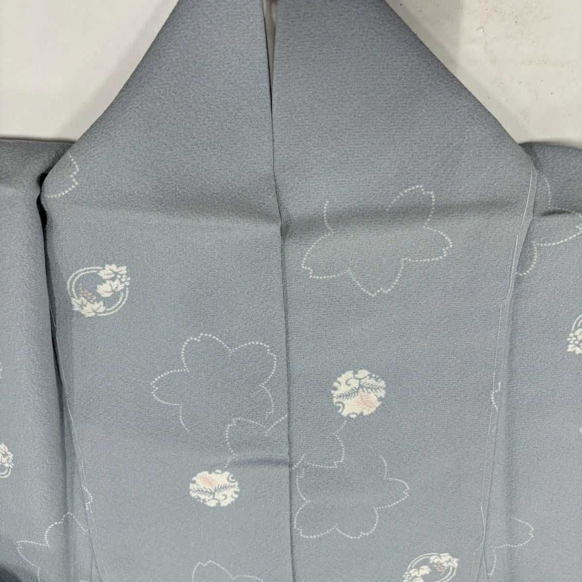 小紋 身長152.5cm 袖長62.5cm S 雙層 樱花 葡萄 水色 純蠶絲 秀品級
