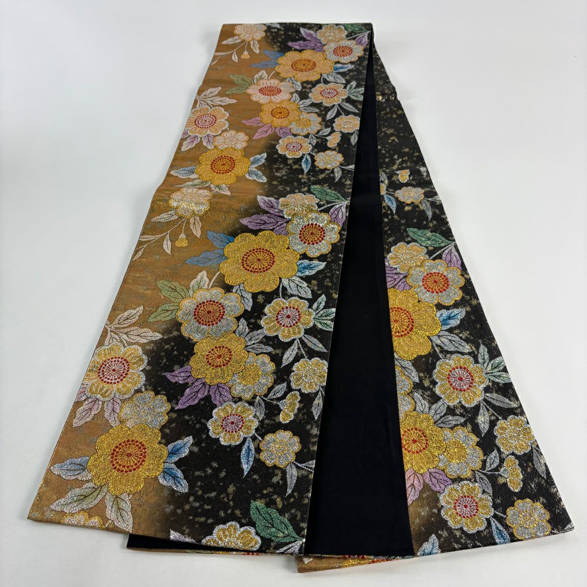 袋帶 秀品級 振袖禮服禮服用 櫻花 金金箔 金色 六通 純蠶絲