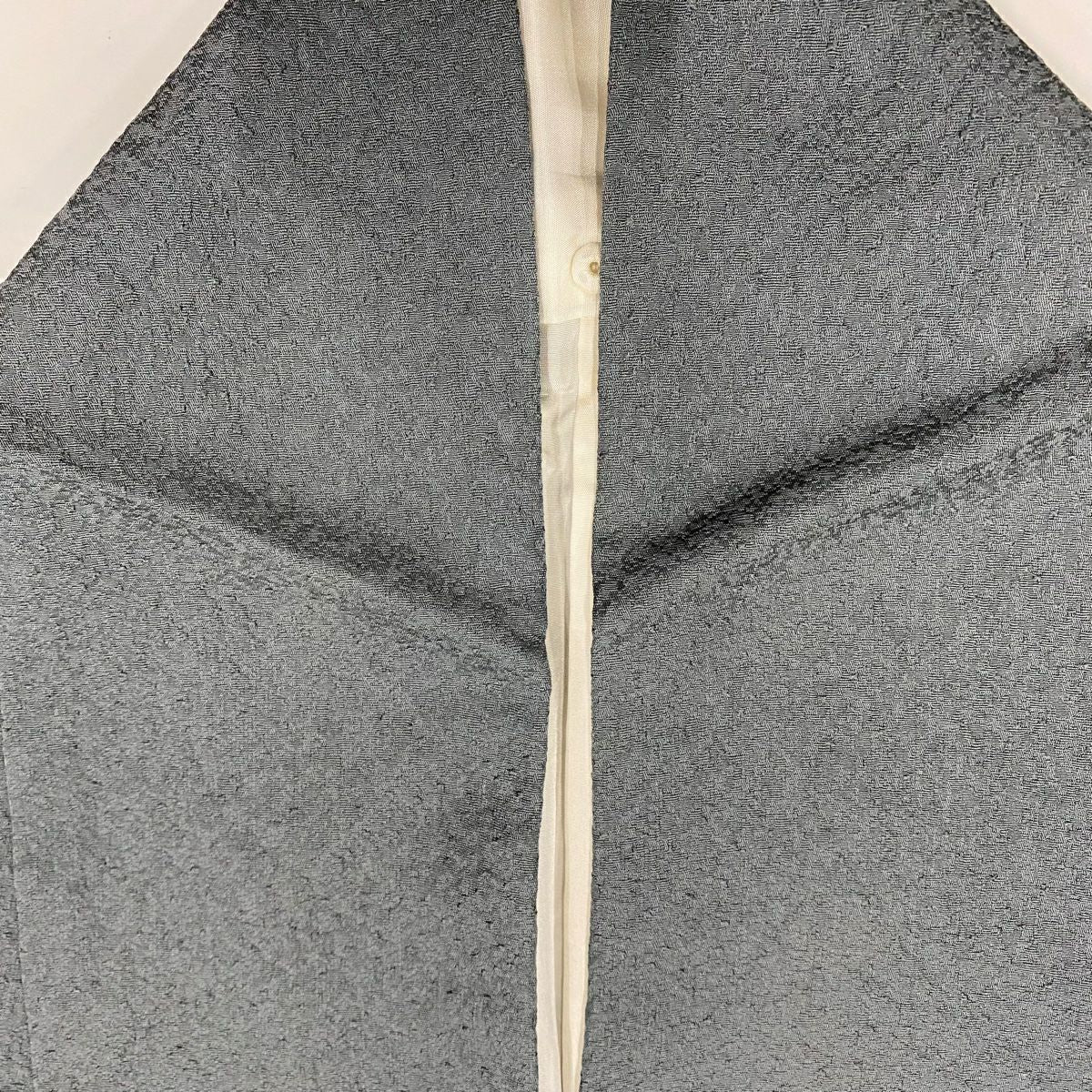 訪問服 身長157cm 袖長64cm M 雙層 草花紋紋 霞 灰綠 純蠶絲 秀品級