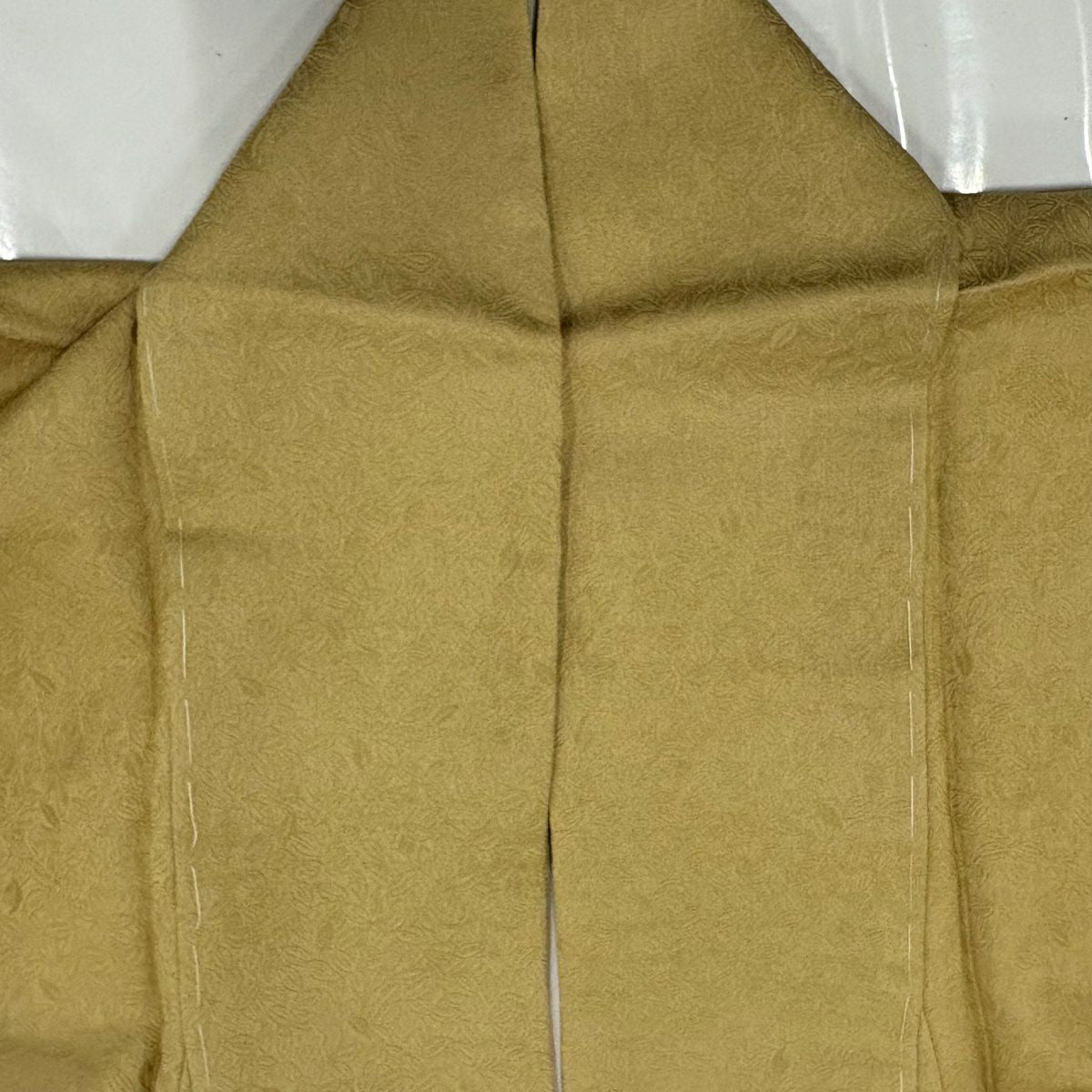 【美品】 付下 身長156cm 袖長63.5cm S 雙層 地紋 染分 ぼかし 芥末色 純蠶絲 秀品級