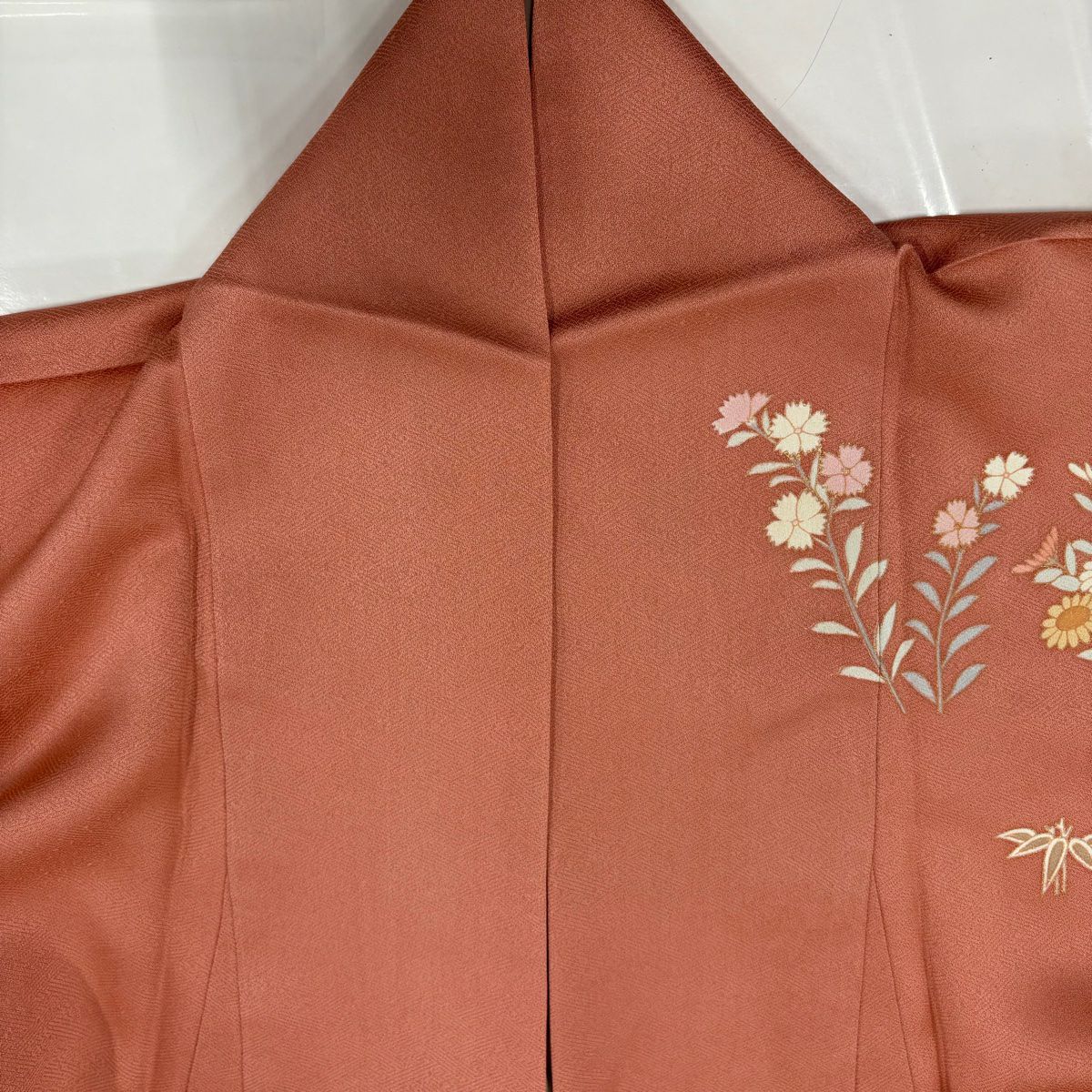 訪問服 身長158cm 袖長63.5cm S 雙層 扇子面 草花紋紋 金銀彩 漸層 粉紅 純蠶絲 優品級