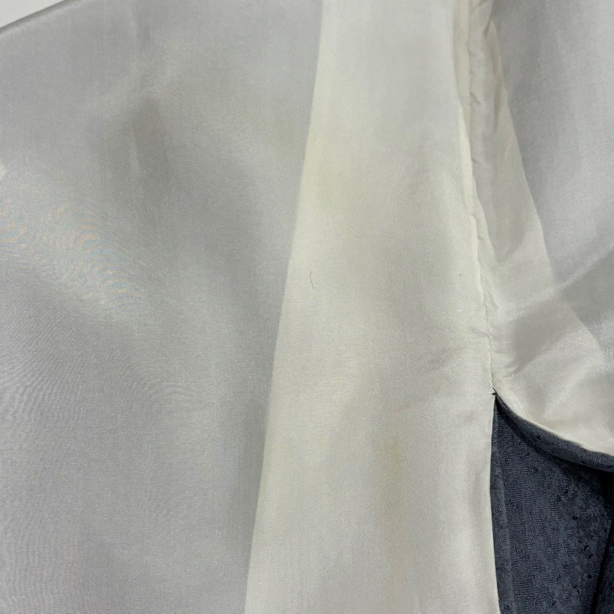 小紋 身長160.5cm 袖長68cm L 雙層 花丸紋 青灰 純蠶絲 秀品級