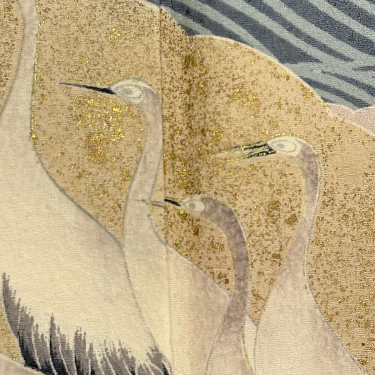 訪問服 身長158.5cm 袖長62cm S 雙層 鳥 秋草 金彩裝飾 粉紅 純蠶絲 優品級