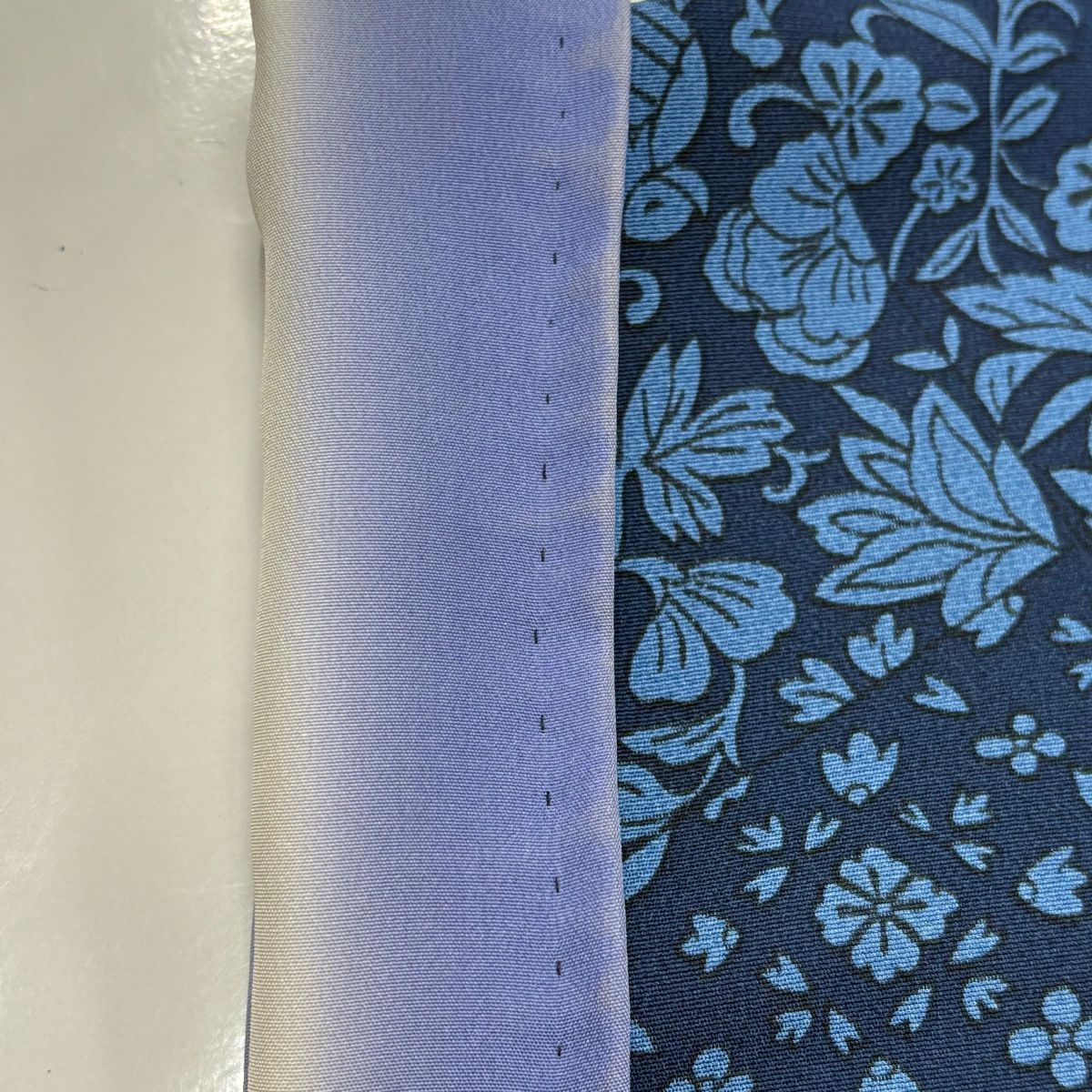 【美品】 小紋 身長158.5cm 袖長63.5cm S 雙層 草花紋 深藍 純蠶絲 優品級
