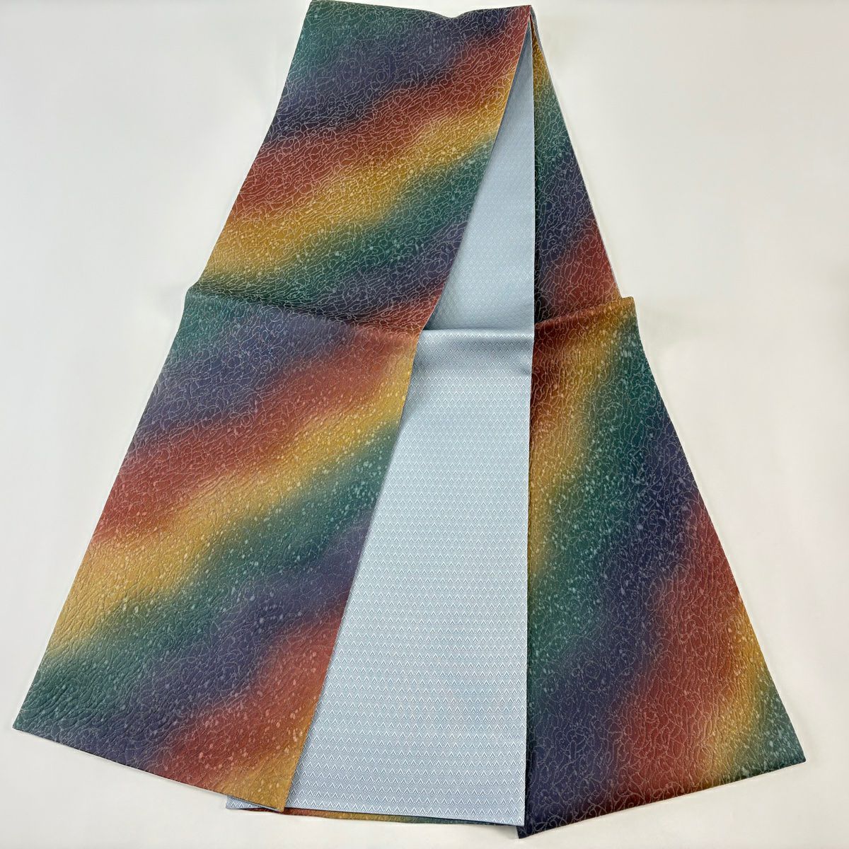 【美品】 袋帶 秀品級 證書齊全 幾何圖案 銀線 青紫 全通 純蠶絲
