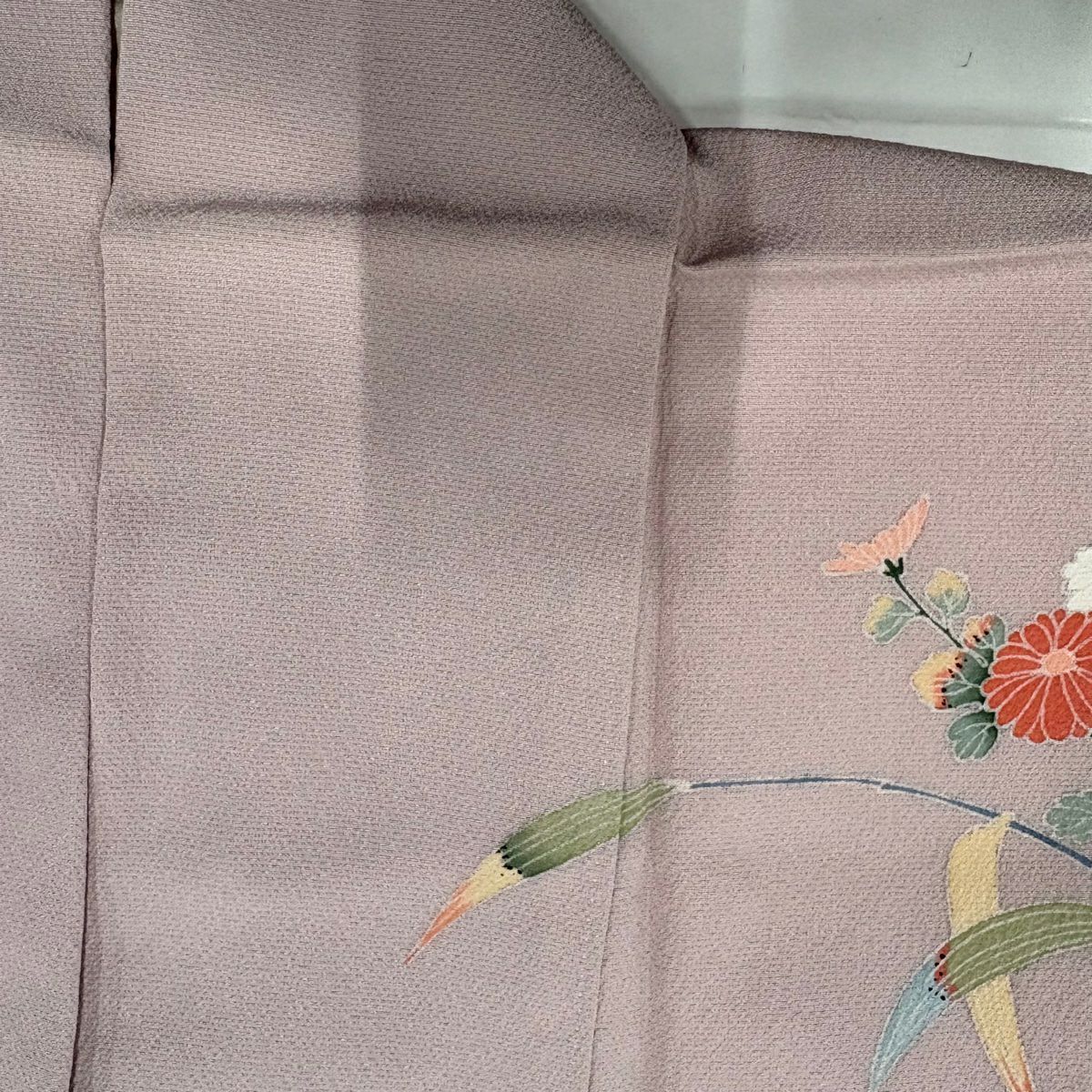 訪問服 身長158cm 袖長61cm S 雙層 菊花 流水 染分 薄紫 純蠶絲 秀品級