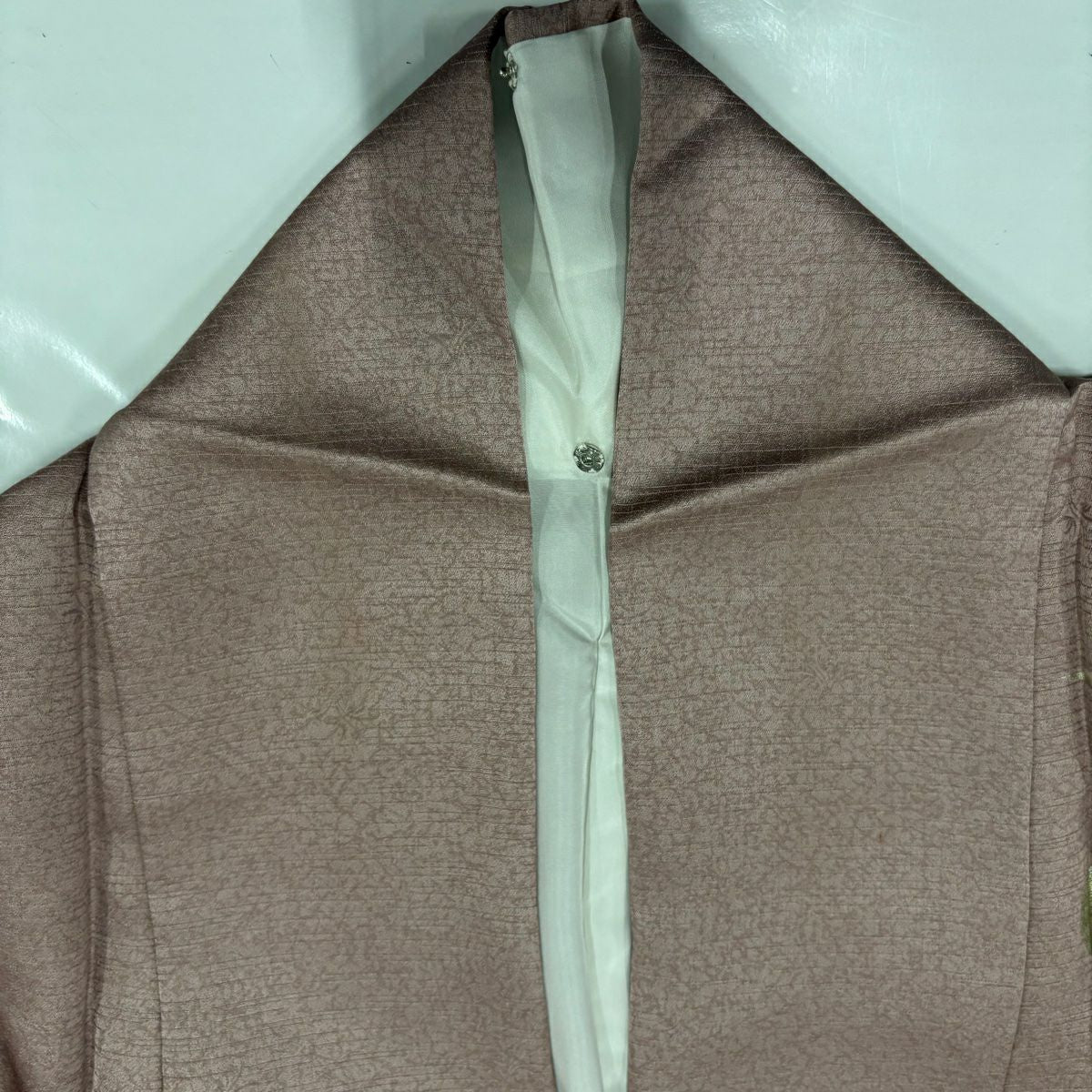 訪問服 身長156cm 袖長62.5cm S 雙層 秋草 流水 刺繡 金糸 薄小豆 純蠶絲 秀品級