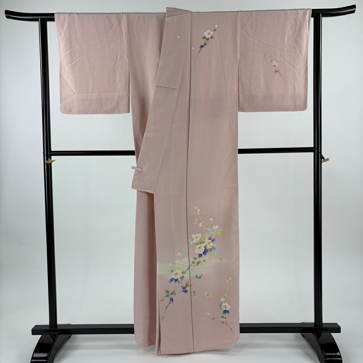 付下 身長160cm 袖長66cm M 雙層 南克治 落款有 枝花 漸層 粉紅 純蠶絲 逸品級