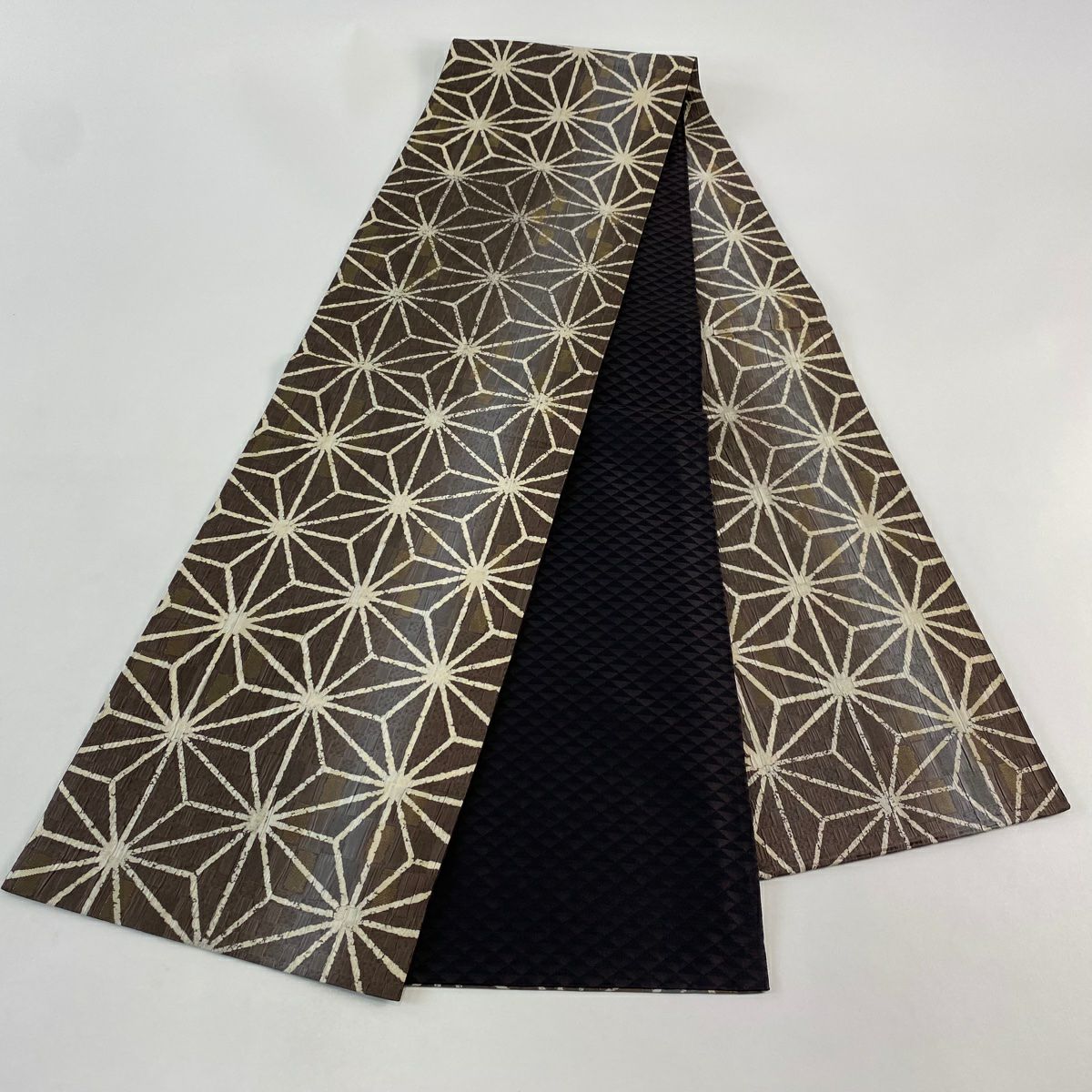【美品】 袋帶 名品級 麻葉 金絲 漸層 小豆色 全通 純蠶絲