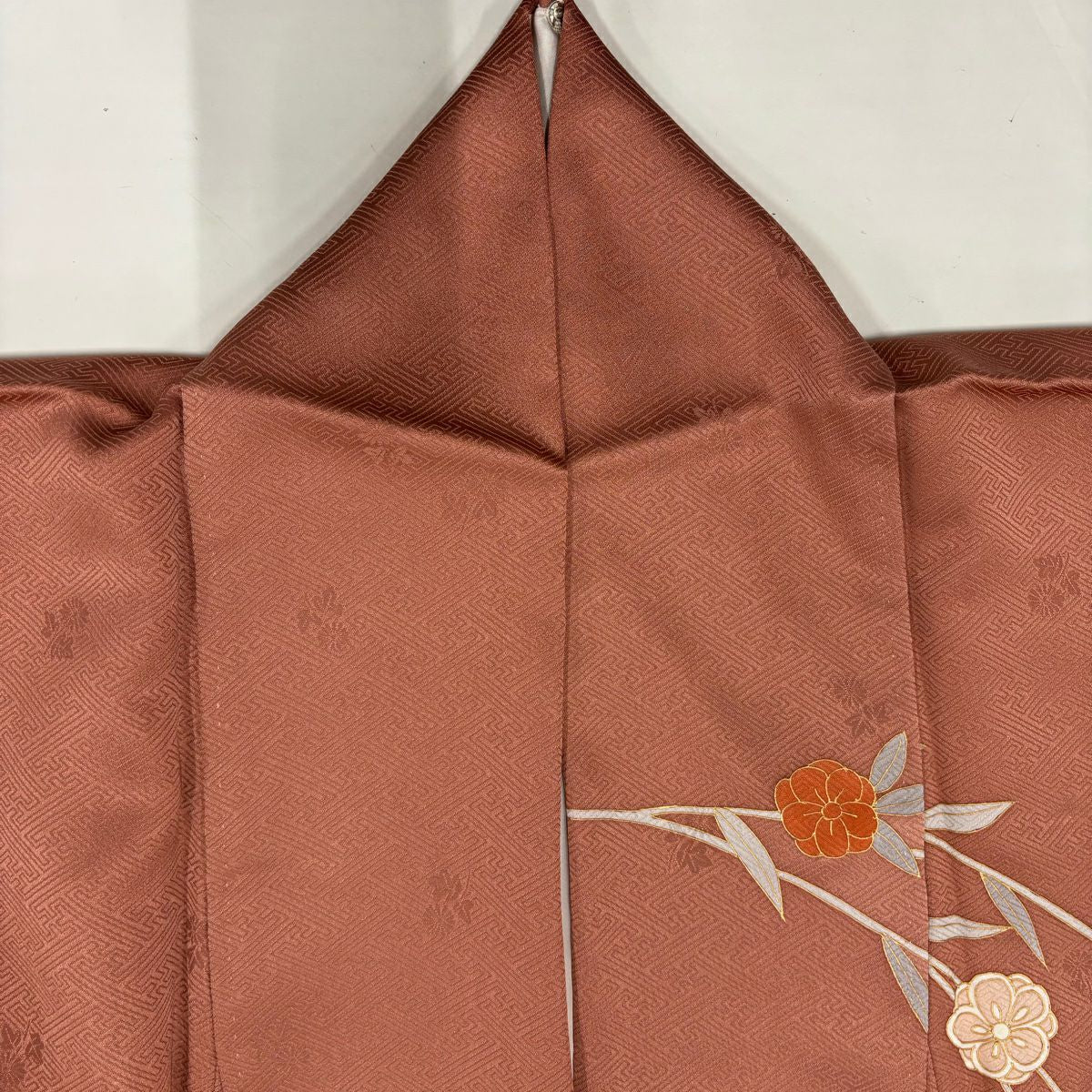 【美品】訪問服 身長157cm 袖長66.5cm M 雙層 垂枝櫻 籠目 金銀彩 粉紅 純蠶絲 秀品級