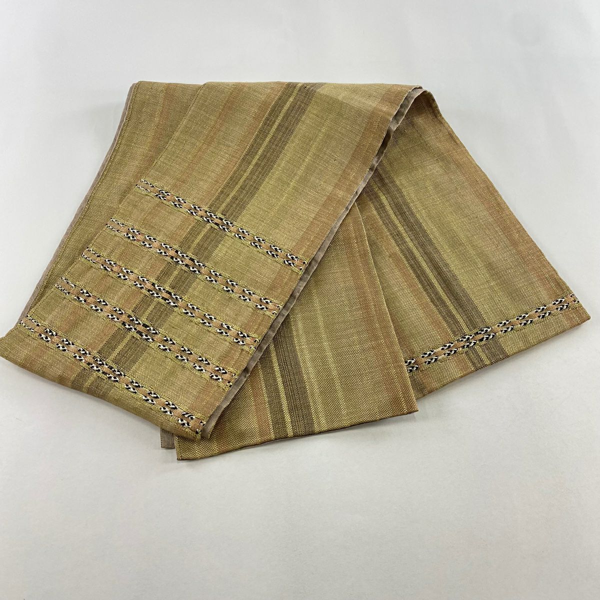 袋帶 名品級 條紋 金絲 淺茶 素色 正蠶絲