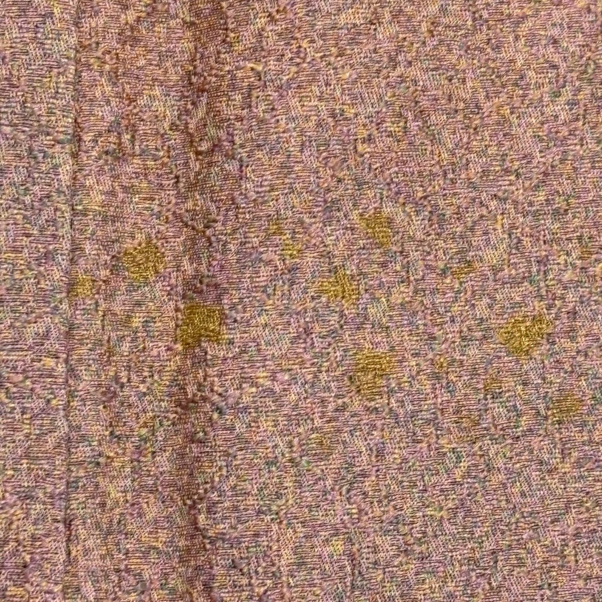 付下 身長161cm 袖長65.5cm M 雙層 落款有 菊花花 扇子子 刺繡 金彩裝飾 小豆色 純蠶絲 優品級
