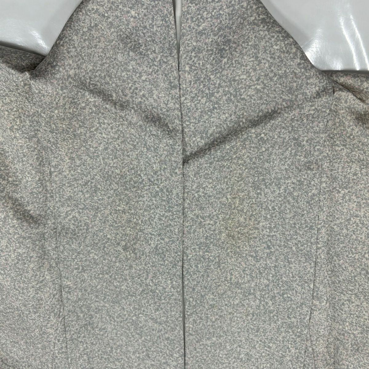 付下 身長153cm 袖長62.5cm S 雙層 草花紋紋 縞紋 拉麵 灰白 純蠶絲 優品級