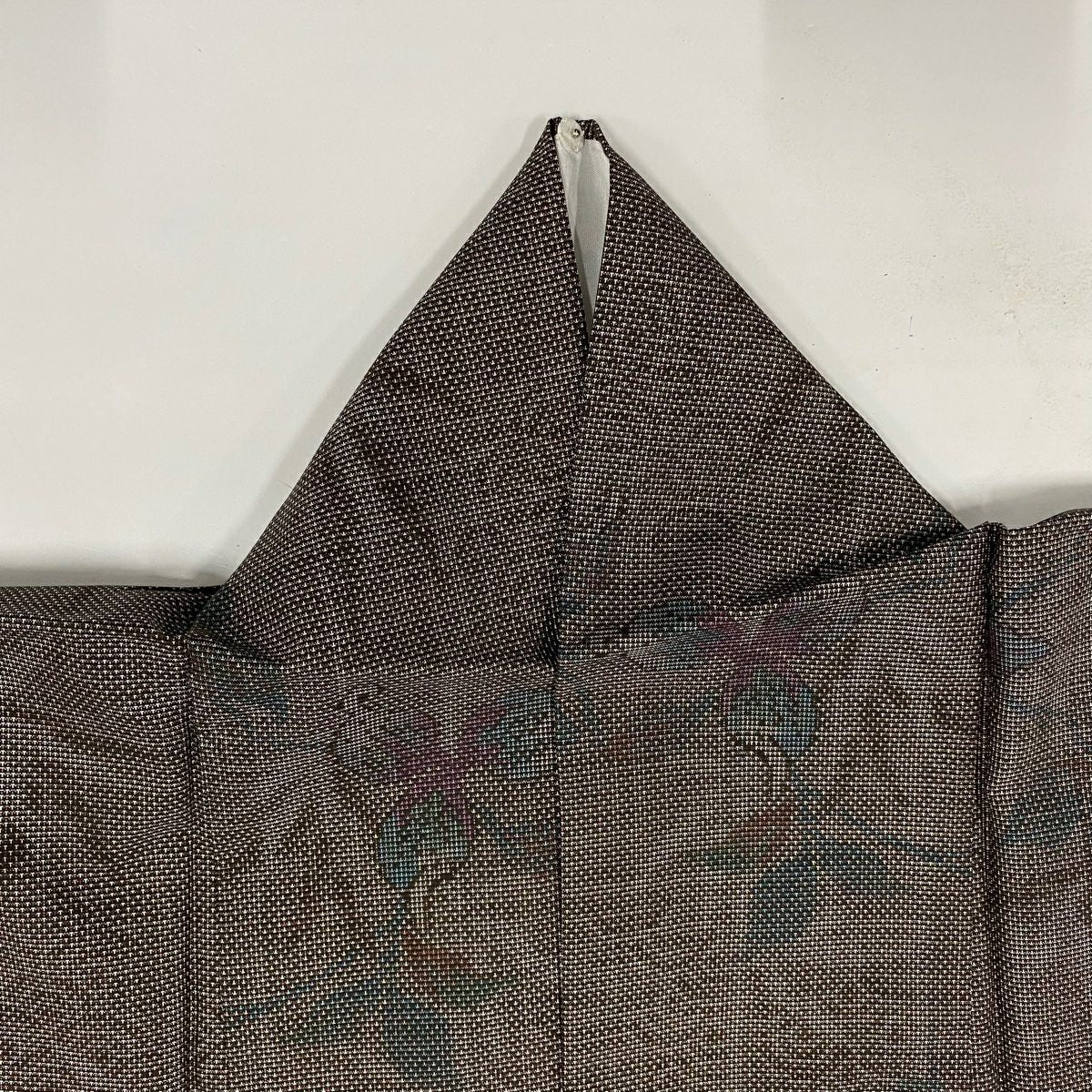 【美品】 紬織織 身長161.5cm 袖長63cm S 雙層 草花紋紋 焦茶 純蠶絲 秀品級