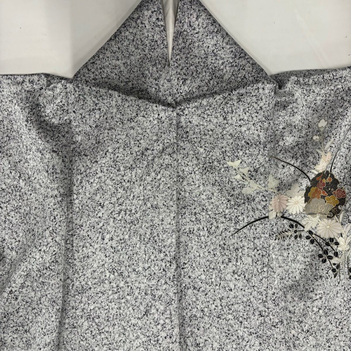【美品】訪問服 身長154cm 袖長63.5cm S 雙層 雪輪 萩 金銀彩 灰白 純蠶絲 秀品級