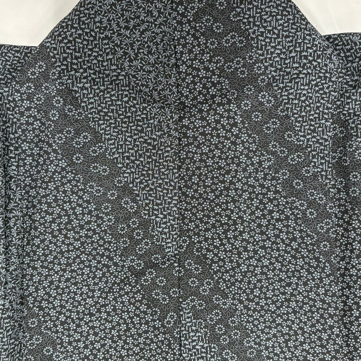 【美品】 小紋 身長161cm 袖長66cm M 雙層 小花 笹 深藍 純蠶絲 名品級