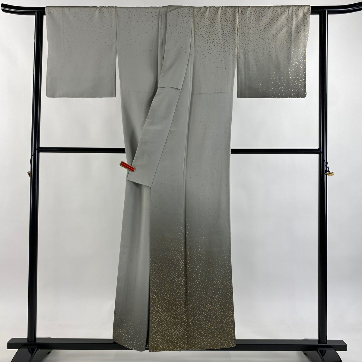 訪問服 身長154cm 袖長62cm S 雙層 人間國寶 福田喜重 有落款 金金箔散佈 金銀彩 漸層 灰色 純蠶絲 逸品級