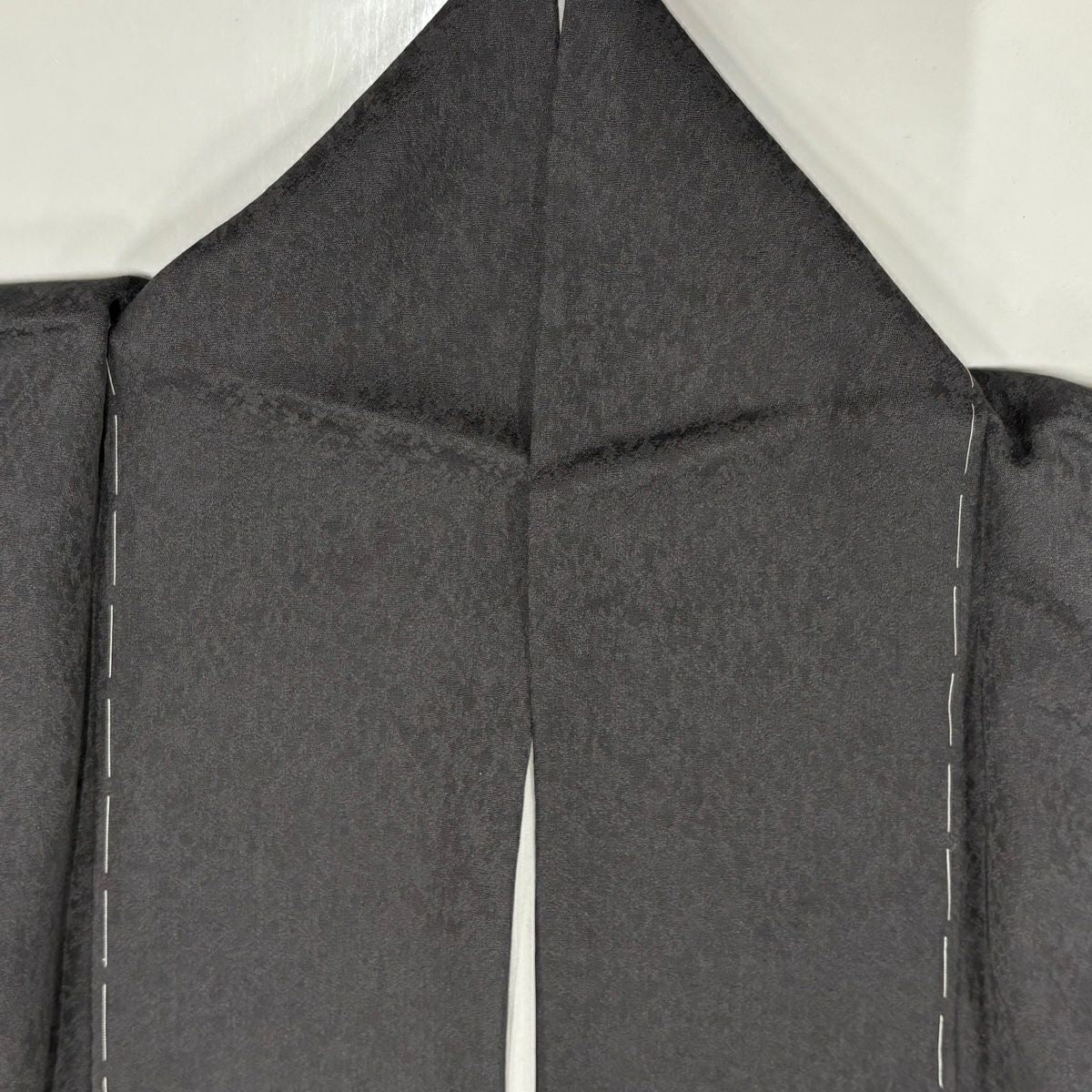 付下 身長154cm 袖長64cm M 雙層 格子 幾何學 金絲 刺繡 黑灰 純蠶絲 名品級