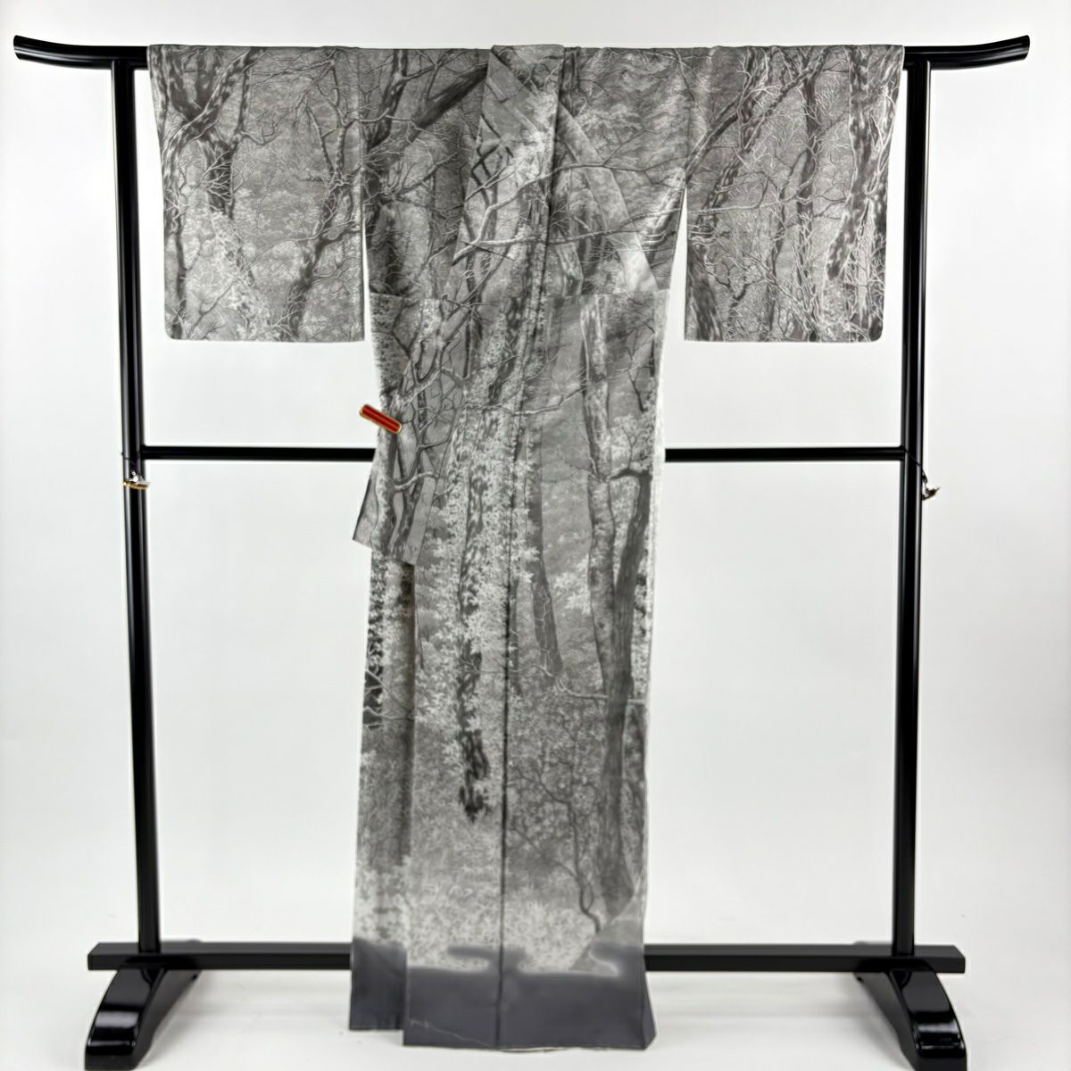 【美品】訪問服 身長166.5cm 袖長65.5cm M 雙層 山岡古都 有落款 白樺 灰 純蠶絲 逸品級
