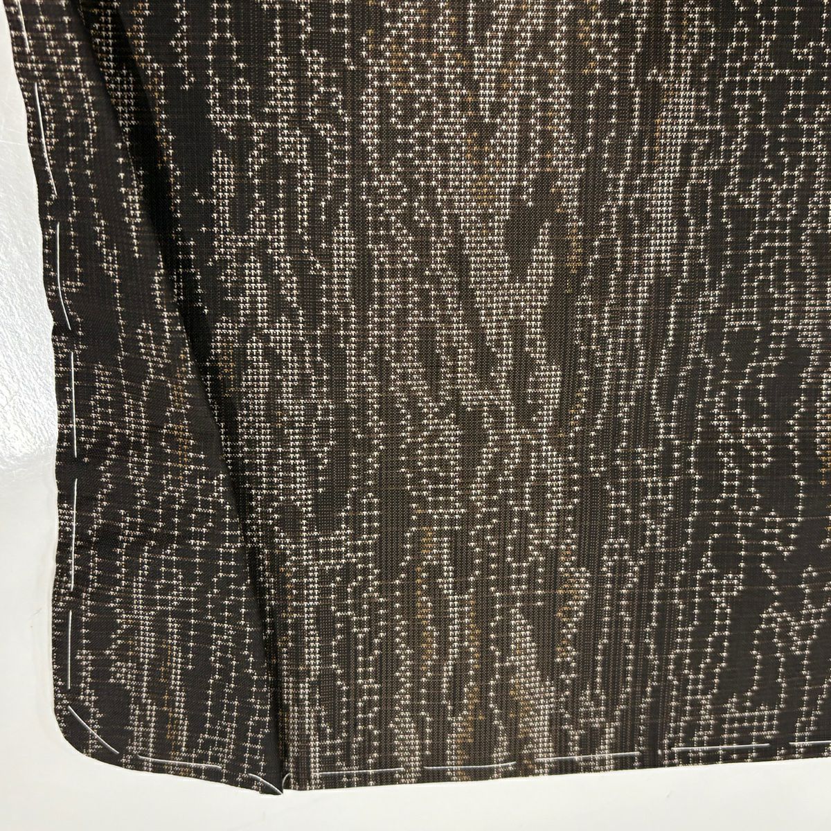 【美品】 紬織 身長164.5cm 袖長68cm L 雙層 幾何學 焦茶 純蠶絲 秀品級