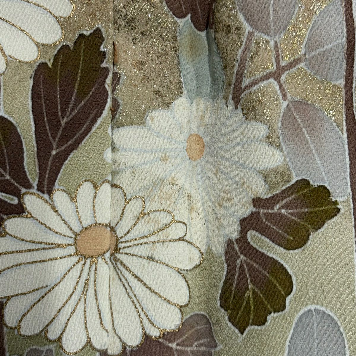 訪問服 身長163cm 袖長64cm M 雙層 菊花 萩 金彩裝飾 染分 鮭粉色 純蠶絲 秀品級