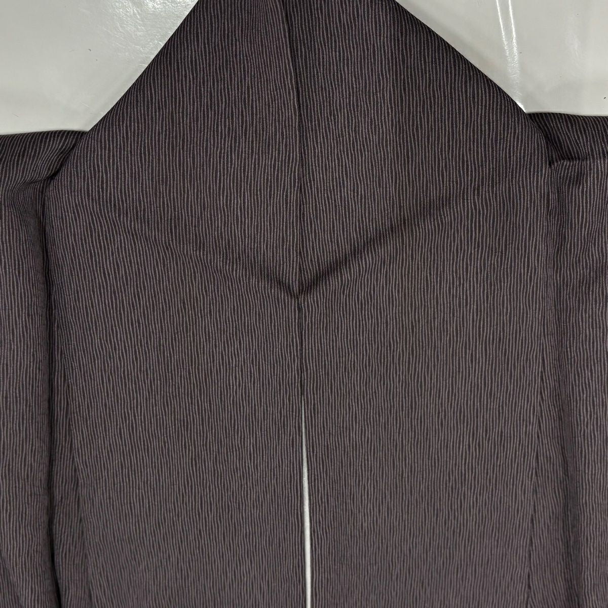 【美品】 小紋 身長160cm 袖長67cm M 雙層 斜條紋 紫 純蠶絲 優品級 一個紋
